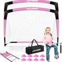Pro-Grade Kids Backyard Soccer Goal, Tear-Resistant 5-Layer Polyester Soccer Net & 10mm Poles for Maximum Durability, 4x3ft/6x4ft/7x5ft, Pop Up Portable Soccer Training Equipment Set with Size 4 Ball