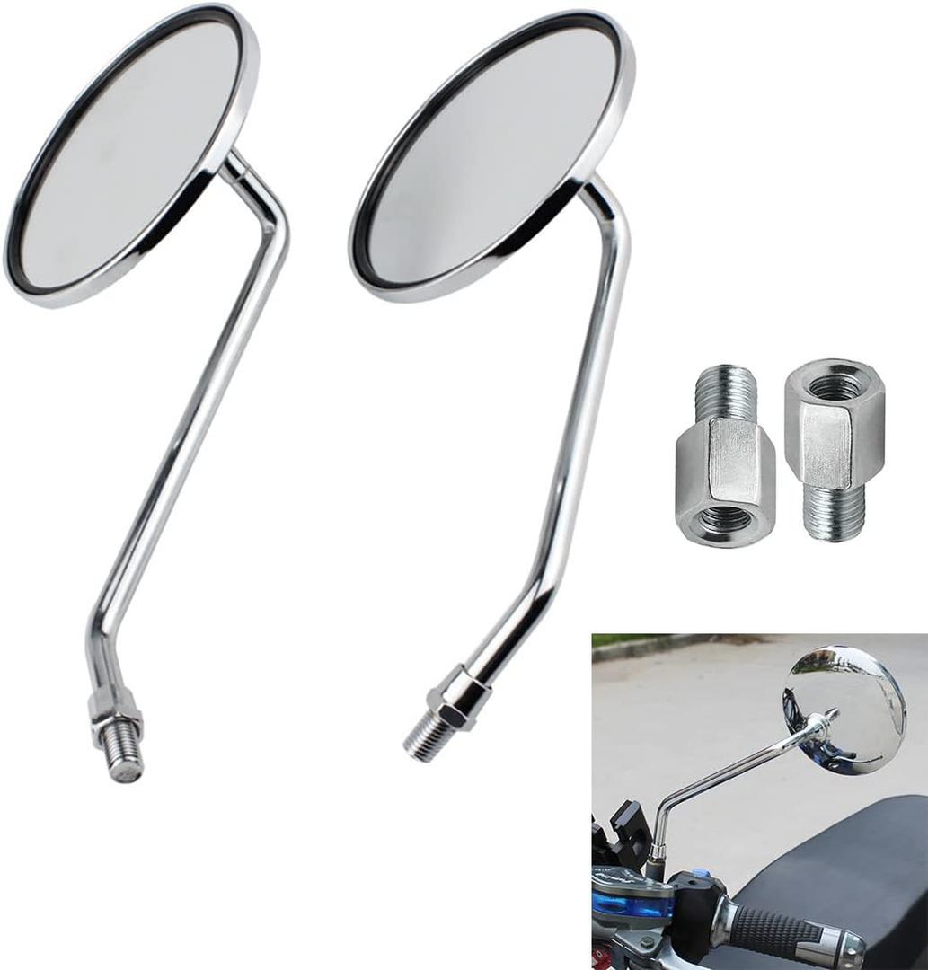 4'' Motorcycle Rearview Mirror Round Aluminum Alloy Reversing Mirrors 8mm10mm for Motorcycle Scooter Electric bike (Silver)