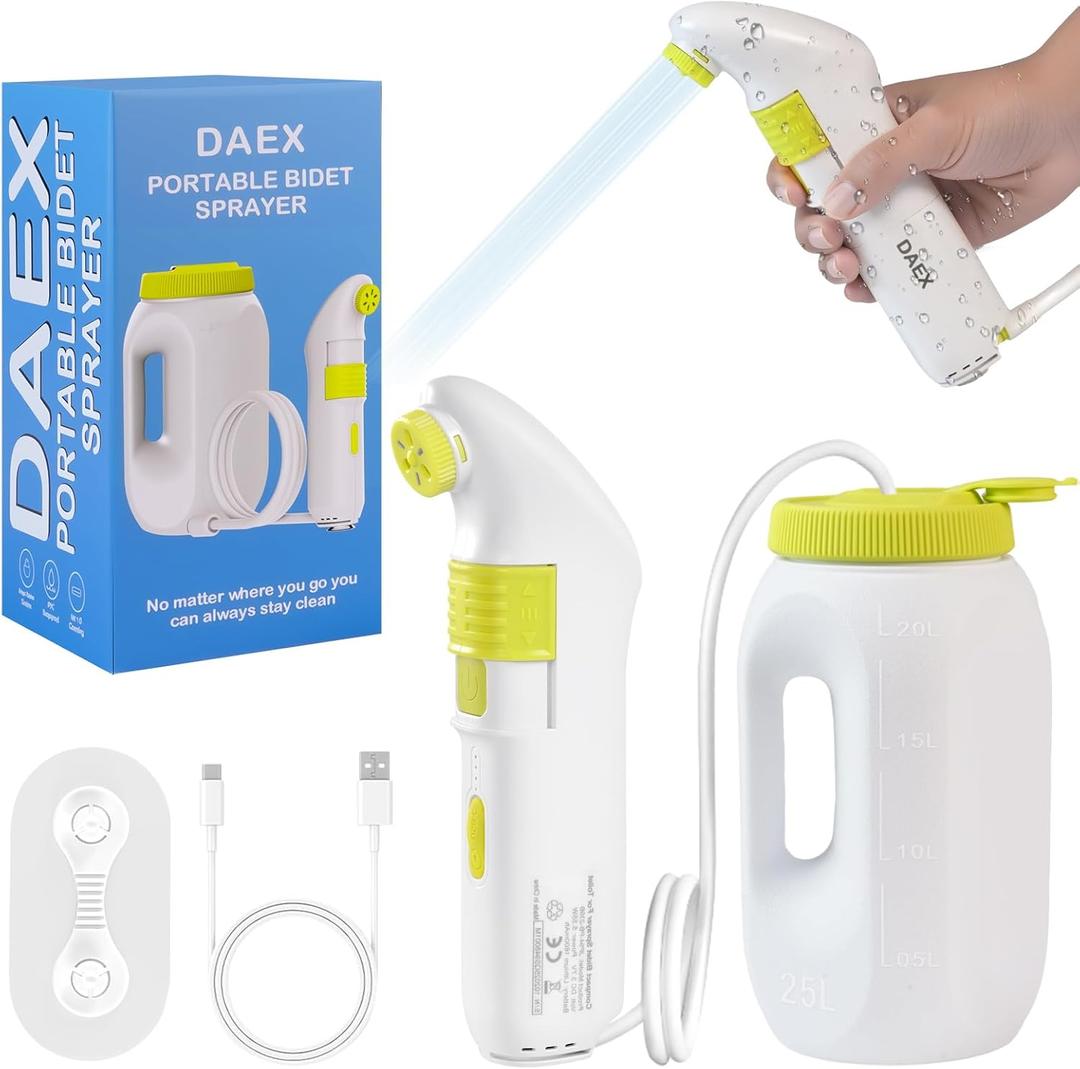 Portable Bidet for Travel  Electric High Pressure Rechargeable Bidet for Women & Men, 2.5L Bottle, 1600mAh Battery, 1300ML/min Strong Flow, Waterproof Personal Hygiene Sprayer for Travel & Home