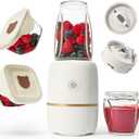 Bubble Blender, Baby Food Maker & Puree Blender with 2 Borosilicate Glass Cups, Compact Baby Bullet for Smoothies, Hands-Free One-Touch, 200W Motor, Cream