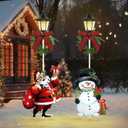 Tuanse 2 Pack Solar Christmas Outdoor Decoration 52 Inch Solar Xmas Snowman & Santa Pathway Lights Metal Garden Stakes with LED Lantern Xmas Yard Signs for Holiday Winter Walkway Patio Decor
