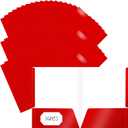 Jutom 50 Pcs 2 Pocket Glossy Paper Folders Glossy Paper Laminated Portfolios, Letter Size, Presentation Folders with Pockets for Office Teacher Worker Supplies(Red Color)