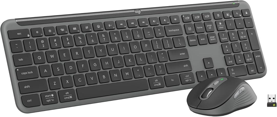 Logitech MK955 Signature Slim Wireless Keyboard and Mouse Combo, for Larger Hands, Quiet Typing and Clicking, Switch Across Three Devices, Bluetooth, Multi-OS, for Windows and Mac (Graphite)