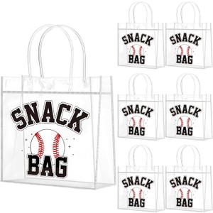 Wesnoy 20 Pcs Baseball Snack Bags with Handles Reusable Baseball Goodie Bags for Candy Birthday Party Supplies 8 x 8 x 3.15''