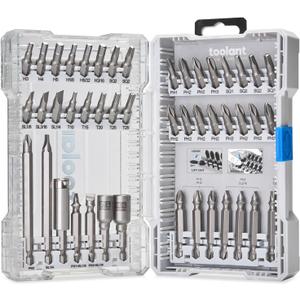 toolant 46-Piece Screwdriver Bit Set (S2 Steel), SAE/Metric Hex & Torx Bits for Furniture Assembly, Magnetic Tips with Color-Coded Ring, Easy-Access Storage Case for Home & Auto Repair