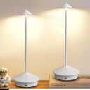 Modern Cordless Table Lamp Set of 2, Portable LED Desk Lamps, 5000mAh Rechargeable Battery Operated Lighting for Bedroom Dining Room Restaurant Coffee Shop Camping Night Light (White)