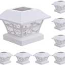 GreenLighting Evolve White Solar Post Cap Lights - 4x4 Post Caps and Outdoor Post Lights - Waterproof Solar Lights for Fence Posts - Solar Post Lights fit 4x4 5x5 Vinyl/PVC White, 8 Pack