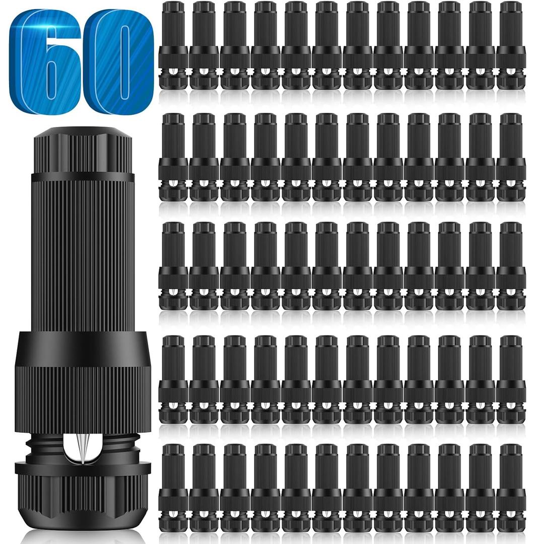 Low Voltage Wire Connectors - Outdoor LED Landscape Lighting Connector 12-18 Gauge Waterproof Landscape Lights Connector for Outside Path Light Deck Light Yard Light Backyard Lighting (60 Pack)