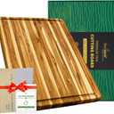BEEFURNI Teak Wood Cutting Board with Juice Groove Hand Grip (XL, 24x18x1.5"), Extra Large Cutting Boards for Kitchen, Butcher Block, Serving & Charcuterie Board, Christmas Gift Box