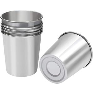 Ruisita Resinta 6 Pack 5 oz Stainless Steel Cups Metal Shatterproof Stackable Pint Drinking Cups for Kids