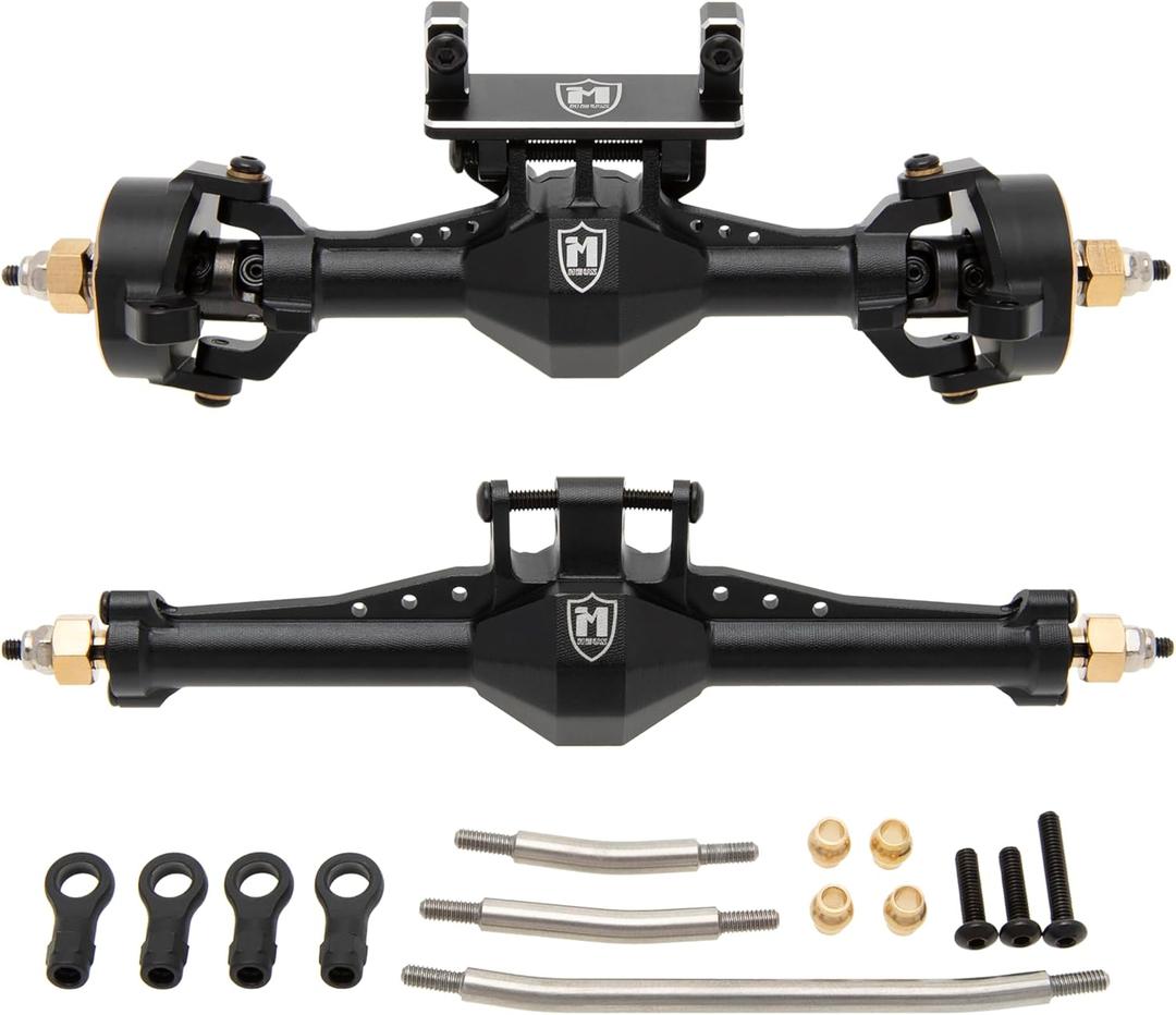 MEUS RACING +5mm TRX4M Axles Max 52 Steering for Traxxas TRX4M Defender/Bronco/K10/F150 1/18 RC Crawler (Black), Pack of 1