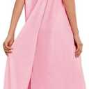 Deyeek Open Back Hospital Gowns for Women Post Shoulder Surgery Dress Adaptive Clothing Night Robes for elderly plus size (Medium, Light Pink)