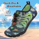 BARERUN Kids Water Shoes Boys Girls Barefoot Aqua Socks Quick Dry Breathable Sports Aqua Athletic Sneakers Wide Toe Adjustable Lightweight Beach Swim Pool Shoes (2 Big Kid, Dinosaur)