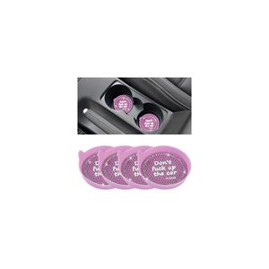 Zpana 4PCS Bling Car Cup Holder Coaster, Anti-Slip Silicone Vehicle Insert Mat with Crystal Rhinestone, 2.75 Inch Diamond Auto Drink Cup Coasters Accessories, Universal Fit (Pink)