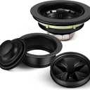 Zonon 5 Pcs 3-1/2 Inch Kitchen Sink Drain Strainer Assembly with Sink Garbage Disposal Flange and Stopper, Splash Guard Stainless Steel Replacement Accessories Kit(Black)