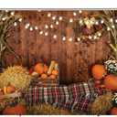 WOLADA Fall Autumn Photo Backdrop for Photography Fall Backdrops for Photoshoot Wooden Board Haystack Pumpkin Background 7x5FT 12480