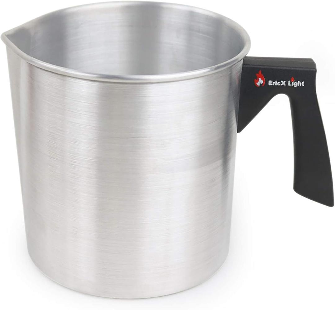 EricX Light Candle Making Pouring Pot,2 pounds,Double Boiler Wax Melting Pot,Dripless Pouring Spout & Heat-Resisting Handle Designed,Aluminum Construction Candle Making Pitcher