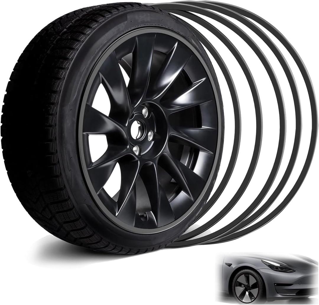 Black 18" Rim Protector, Aluminium Alloy Wheel Protection Ring, Wheel Rim Protector Strips for Curb Rash Prevention, Universal Wheel Accessories for Cars, Trucks, SUVs & Tesla All Models, 4PCS
