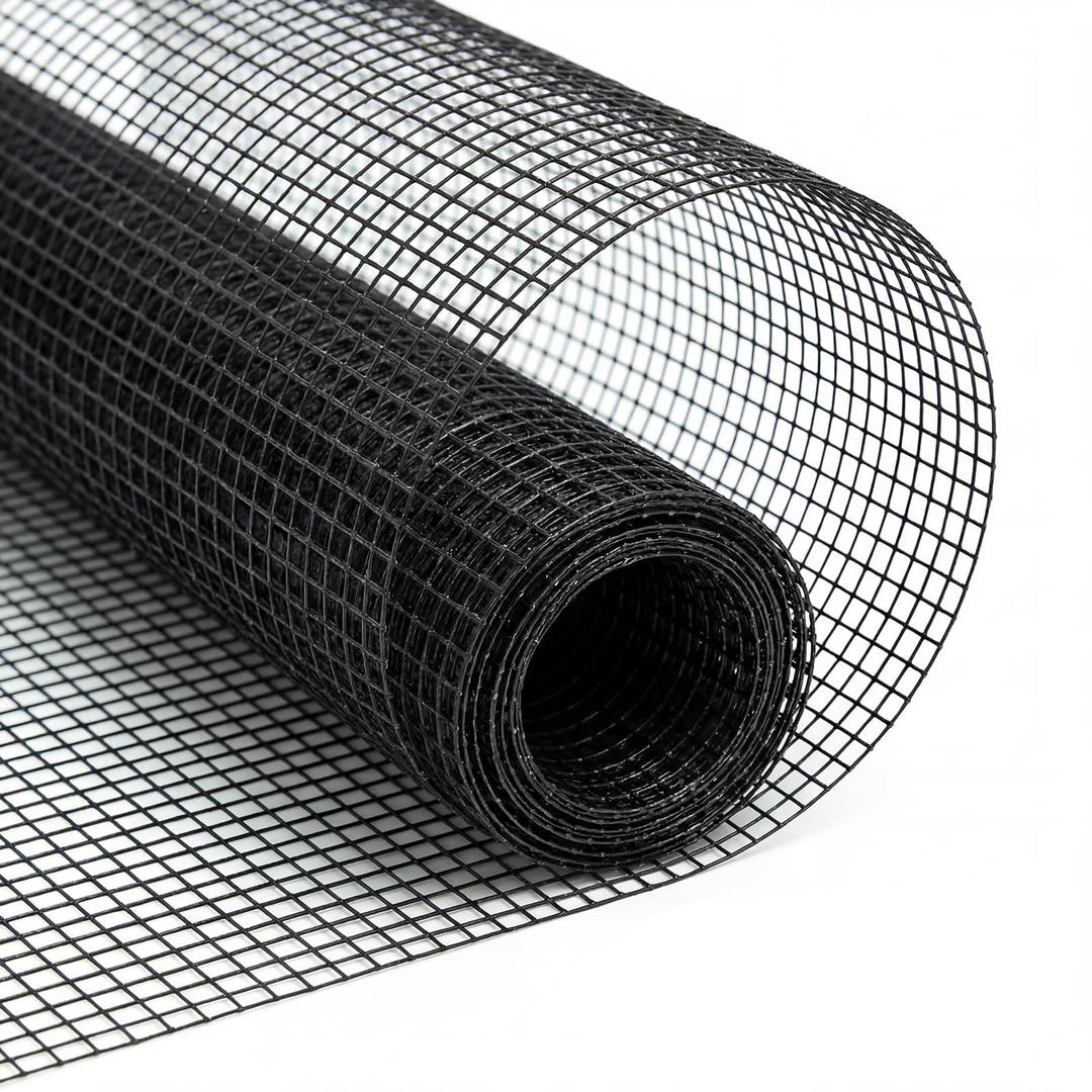 Boao 6.5ft x 100ft Deer Fence Netting, Heavy Duty Plastic Mesh 50gsm Animal Barrier for Garden, Fruit Trees, Vegetable, Black Vinyl Coated Fencing for Bird Deer Rabbit Protection Temporary Fence
