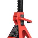Amazon Basics Steel Jack Auto Stands, 3 Ton (2.7 metric Ton) Capacity, Easy to Use, Adjustable Height, 6,000 lb, 1 Pair, Black and Red