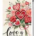 Valentines Day Floral Garden Flag 12x18 Inch Double Sided Outside Small, Love is in the Air Heart Roses Holiday Yard Porch Outdoor Flag Anniversary Wedding Decoration (Red)