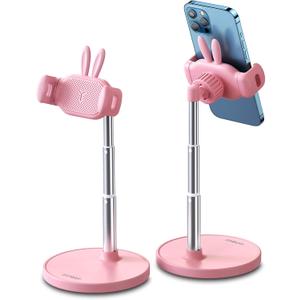 OATSBASF Cute Chat Stand, Angle Height Adjustable Cell Phone Stand for Desk, Kawaii Phone Holder Stand for Recording, Compatible with iPhone, All Phones (Pink)