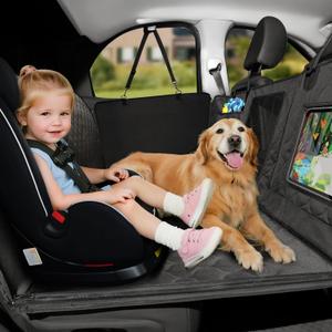 MIDOG Back Seat Extender for Dogs - Hard Bottom Dog Car Seat Cover for Back Seat,Dog Seat Cover Hard Bottom Holds 400lbs,Compatible with Child Seat,Perfect for SUV & Car(Black,XL)
