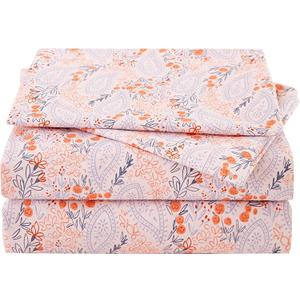 JSD Pink Paisley Floral Sheet Set Cal King, 4 Piece Soft Printed Microfiber Sheets Extra Deep Pocket