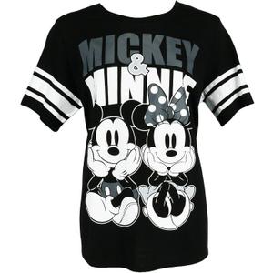 Disney Women's Plus Size Mickey and Minnie Mouse Jersey Tee, 1X, Black
