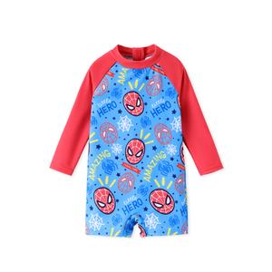 Disney Marvel Spider-man Baby Swimsuit for Boys Toddler Bathing Suit UPF 50+ Rash Guard Zipper Long Sleeves Color Block 9-12M