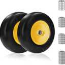 2PC 13x5.00-6 flat free tire and wheel, Universal 3/4" Bearings & Extra 5/8" Bearings, lawn mower tires, 350lbs Load Capacity, front tires for zero turn mowers Adjustable Center Hub (3.2" to 5.1").