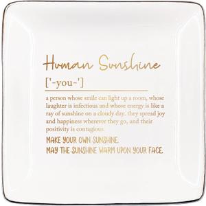 Human Sunshine Gift Jewelry Dish, Motivational Gift for Girls Women, Human Sunshine Definition Jewelry Tray, Appreciation Gifts for Teacher Friends Mom, Rings Earring Tray Gifts Accessories