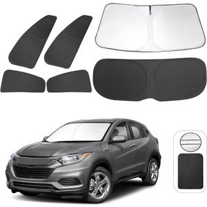 8PCS Windshield Sun Shade Custom Fit for 2016-2022 Honda HRV HR-V Accessories Foldable Sunshade Side Rear Window Shade Cover Full Set Privacy Protection Keeps Car Cool