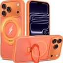 2 x Ultra-Magnetic Stand for iPhone 17 Pro Max Case [Military Drop Protection] [Compatible with MagSafe] Shockproof Translucent Matte Slim Ring Holder Case for iPhone 17 Pro Max (Orange)