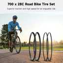 yeesport 700 x 28c Road Bike Tires, 2 Pack Foldable (28-622) 700c x 28 Bike Tire and 700x28c Tube Presta Valve 60mm, 700c Bike Tire & Tire Lever Rim Strips