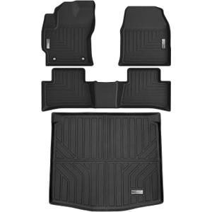 Floor Mats & Cargo Liner for 2022 2023 2024 2025 Toyota Corolla Cross Hybrid (Includes FWD Gas Models),1st 2nd Row with Trunk Mat,TPE All Weather Protection Slush Floor Liner Black
