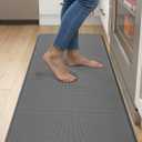 DEXI Kitchen Mat Cushioned Anti Fatigue, Extra Thick Comfort Standing Floor Mats Waterproof, Memory Foam Antifatigue Runner Rug for Desk Office, Sink, Laundry, 48x20, Grey