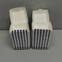 Restaurantware 2.8 x 2.8 x 2 Inch Mini Burger Boxes 100 Clamshell Food Containers - Hinged Lid Striped Blue And White Paper Take Out Boxes Serve Sliders Or Finger Foods