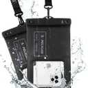 Pelican 2 Pack Marine - IP68 Waterproof Phone Pouch (XL Size) Floating Waterproof Phone Case - Beach Cruise Ship Travel Essentials - Works with All Phones - Detachable Lanyard - Stealth Black