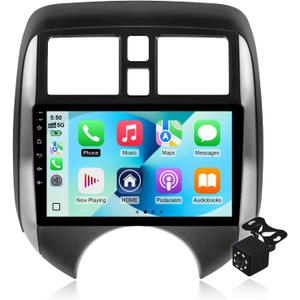 2+64G Android 14 Double Din Car Stereo for Nissan Versa Note 2014-2018 with 9 Inch Touchscreen Radio Built-in Wireless Carplay/Android Auto/GPS/Bluetooth/FM/AUX-in/SWC/Backup Camera