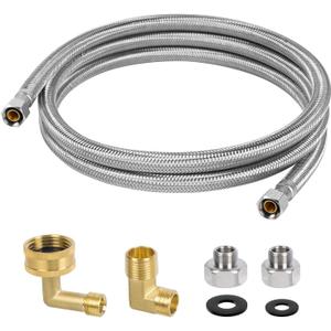 6 FT Dishwasher Installation Kit, Braided Stainless Steel Dishwasher Water Supply Line with 3/8" Compression Dishwasher Connectors, Burst-Resistant Inner Tube, Certified Safe