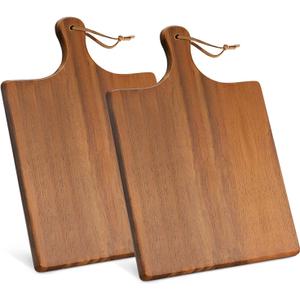 AIDEA Wood Cutting Board Large Charcuterie Board with Handle(17"x11") 2Pack Dark Brown
