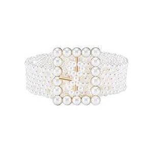 Dubulle Women’s Pearl Belts Elastic Bridal Sash Crystal lvory Bead Wedding Belt Sexy Bridesmaid Dress Girl Waist Chain