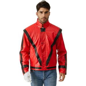 Red and Black Leather Jacket Cosplay PU Coat (L)