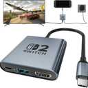 Switch 2 Dock,Portable USB C Docking Station with 4K@120Hz/PD 100W/1000M Ethernet/2 USB 3.0 Port,Aluminum Alloy Travel TV Dock for Switch/Steam Deck/ROG Xbox Ally X/Legion Go 1/2/S