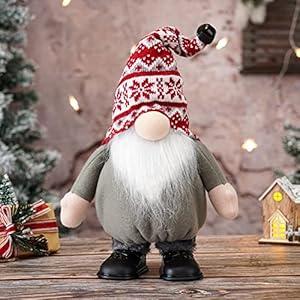 Christmas Red Gnomes Plush Singing Tomte Swedish Santa Decor Scandinavian Gnome Faceless Elf Holiday Decoration for Home,Table,Shelf