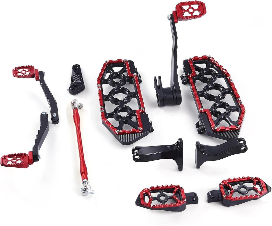 Road King Street Glide Floorboards MX Foot Boards for Harley Touring CVO Brake Shifter Levers 2014-2024 (Red+Black)
