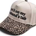 Funny Trucker Hats Women Men,Adjustable Cotton Trendy Cute Vintage Hat, Put It on My Husband's Tab - Leopard/Beige
