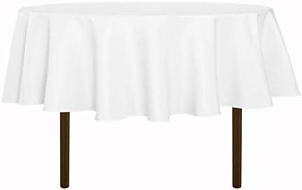sancua Round Tablecloth - 80 Inch - Water Resistant Spill Proof Washable Polyester Table Cloth Decorative Fabric Table Cover for Dining Tables, Buffet Parties and Camping, White