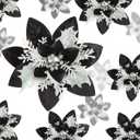 24 Christmas Glitter Artificial Poinsettia Flowers Xmas Poinsettia Artificial Wedding Flowers Decorations Xmas Tree Ornaments with Clips for Party Favors, 6 Inch, 4 Inch, 3 Inch (Black White, Gold)